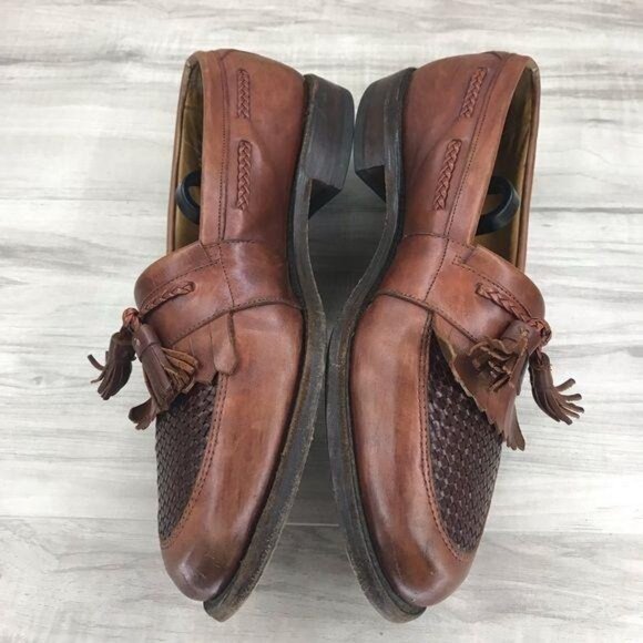Allen Edmonds Loafers Mens 9B Cody Brown Leather tassel Woven Slip On Shoes main image 4
